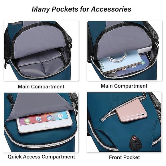 Sling Backpack, Multipurpose Crossbody Shoulder Bag Travel Hiking Deep Teal - Picture 2 of 6